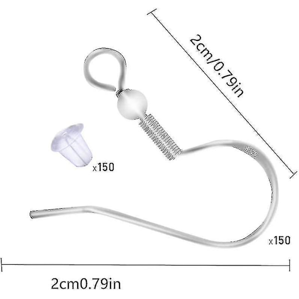 100 stk 925 Sterling Sølv Ørekrok, Ørepyntfunn Hypoallergen