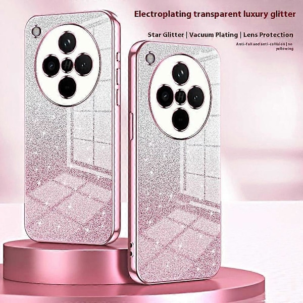 Oppo Find X8 5G -puhelimen kuori, sähköpinnoitettu liukuvärjätty glitter TPU -suojakuori - Violetti Pink