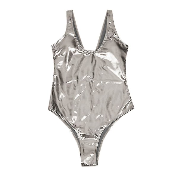 9335# Dame Reflekterende Heldragt Split Seksuel Badedragt Guld Rash Guard Til Kvinder Cupshe Silver L
