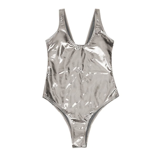 9335# Dame Reflekterende Heldragt Split Seksuel Badedragt Guld Rash Guard Til Kvinder Cupshe Silver M