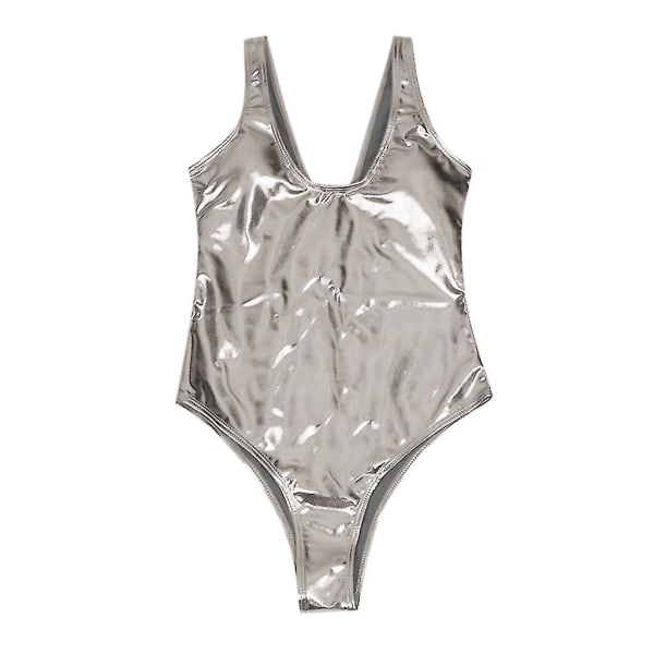 9335# Dame Reflekterende Heldragt Split Seksuel Badedragt Guld Rash Guard Til Kvinder Cupshe Silver S