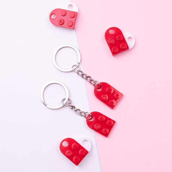 100% Uusi, Söpö Rakkaussydän Tiili Avaimenperä Pareille Ystävyys Tyttö Poika Avaimenperä Pink