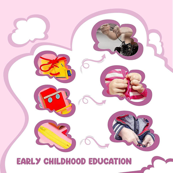 Sansestimulerende leker for småbarn - Essensiell aktivitetstavle i rosa - Må ha for førskoleklasserom - Læringsressurser - Babyreiseleke | Perfekt pedagogisk aktivitet Pink