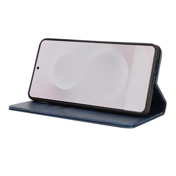 Til Samsung Galaxy S25 Edge Etui PU Læder Kalvepræget Magnetisk Lukning Smartphone Cover - Mørk Rose Gold