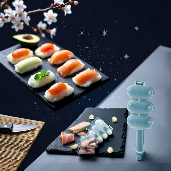 Blå Risballform, Risballformer, Risballshaker, Risballmaskin DIY Risballform Sushimaskin Risballform med 3 rom