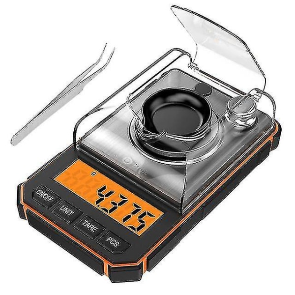 0,001 g elektronisk digital vægt bærbar minivægt Precision professionel lommevægt milligram 50 g kalibreringsvægte orange