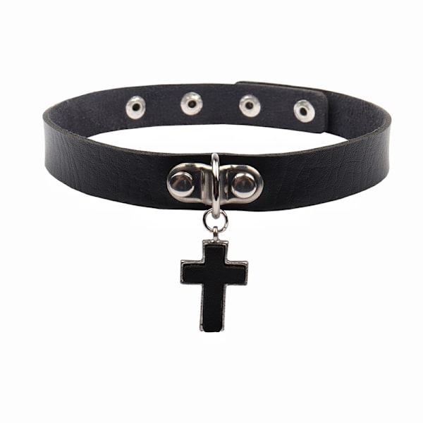 Choker, vedhæng, vedhæng choker, kors vedhæng choker, læder choker