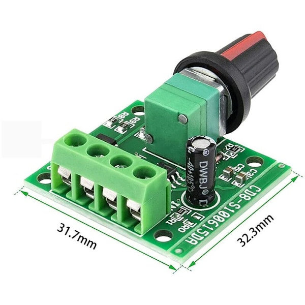 4 stycken PWM-varvtalsregulator, 1,8V 3V 5V 6V 12V 2A 1803BK DC-motorvarvtalsregulator, justerbar drivenhet med självåterställande säkring