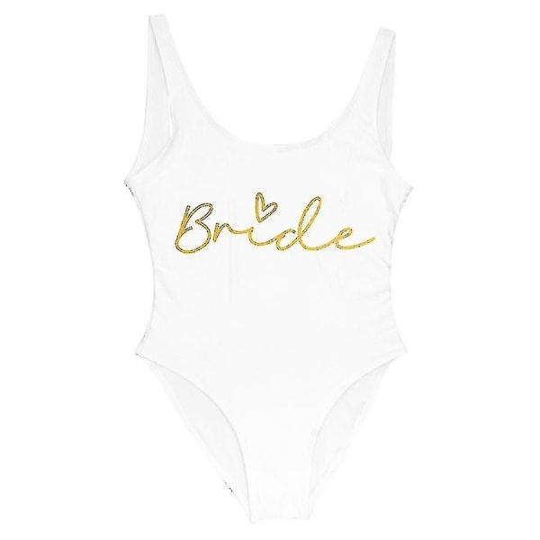S-3xl Gulltrykk Team Bride Heldrakt Svømmeklær Dame Badedrakt Ut Drikkerlag Badedrakt Sommer Strandklær Badedrakt gold black XL