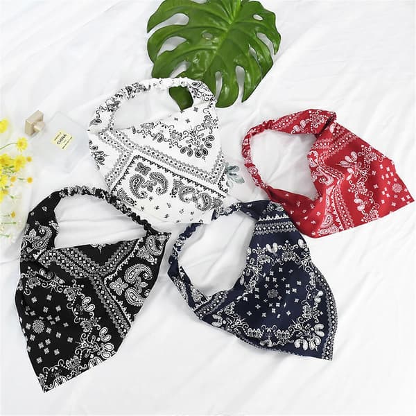 Trendy blomsterprint pandebånd Elastiske polyester hårbånd Bandana mode styling tilbehør til daglig brug Hvid White