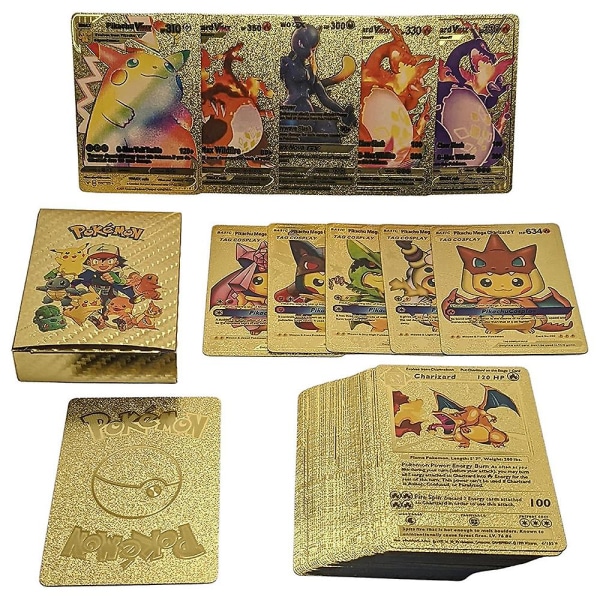 Pokémon Collection Cards TCG Deck Box Guldfoliekort Assorterede kort til drenge Golden French