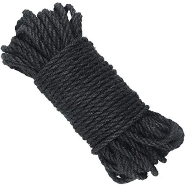 20m Juterop, Svart Hamparep, 5mm Stark Hampa Trädgårdssnöre, för Dekoration, DIY och Trädgårdsapplikationer