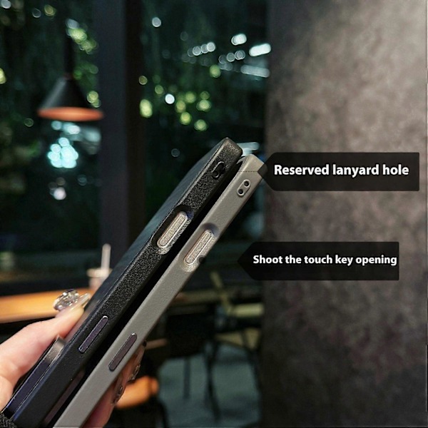 Skal för iPhone 16 Pro Max Kolfibertextur Läder+TPU+PC Hudvänligt Telefonskal - Svart / Houn Black Houndstooth
