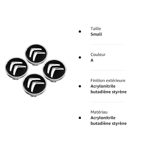 4 stk. hjulkapsler til Citroen C4 Picasso C3 Berlingo C5 X7 C2 C1 Ds3 Zx Xsara C8 Ds Ds4 60mm, fælgcenterkapsler med emblem