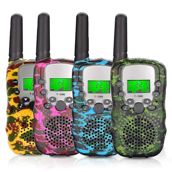 2 stk Barn Kamuflasje Walkie Talkie Mobil Håndholdt Sendermottaker Høydepunkt Telefon Radio Intercom 3km Mini Lekegaver Gutt Jente 2pcs Purple (1 Pair)