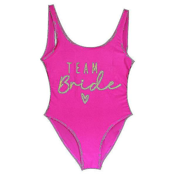 S-3xl Guldtryck Team Bride En-delad Baddräkt Squad Kvinnor Badkläder Möhippa Fest Baddräkt Sommar Strandkläder Baddräkt gold purple L