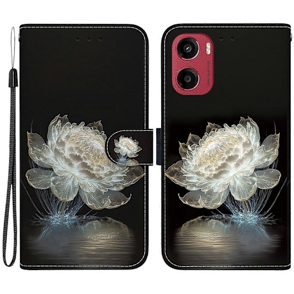 Til Motorola Moto G05 4G E15 4G Wallet Telefon Cover Anti-Drop Læder Flip Cover Mønster Print - Cr Sakura