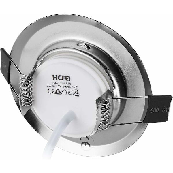 Sæt med 3 ultra flade indbyggede LED-spots med 3x5W dæmpbar pære 220V spotmodul, boring 55mm, dæmpbar, varm hvid 3000K, 120° strålevinkel