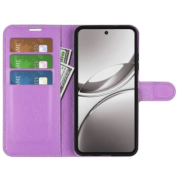 Til vivo V50 5G Etui Litchi Tekstur Stødsikkert Læder Wallet Telefon Cover - Lilla Red
