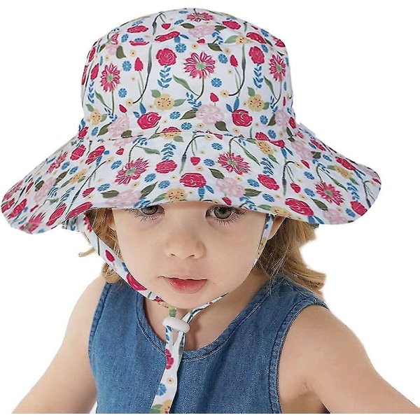 Kids Bucket Hat Justerbar solhattar Andningsbar strandhatt för pojkar Girls_ll Rose 2 Years