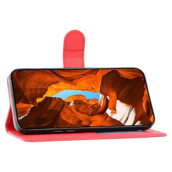 Skal till Motorola Edge 60 Fusion 5G Fjäderavtryck PU Läder Plånbok Mobilskal - Röd Red