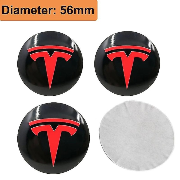 4 stk. 56mm Bil Hjulnav Center Caps Emblem Sticker Styling til Tesla Model 3 Model S Roadster Cybertruck Model X Auto Tilbehør Llwl B