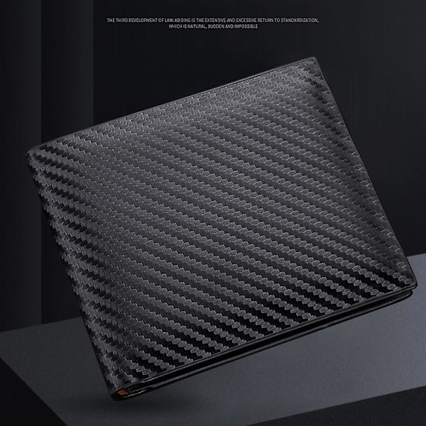 Læder Carbon Fiber Herre Pengepung RFID Blokering Tynd ID Kreditkort Holder Coffee color