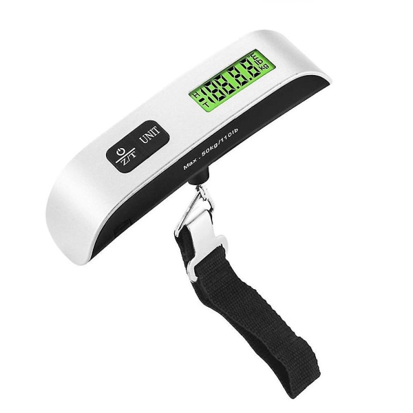 Lcd digital hängvåg Bagageresväska Bagageviktsvåg med bälte för elektroniskt viktverktyg 50kg/110lb, svart Black