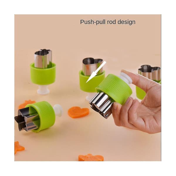 Grönsaksskärare i rostfritt stål för kakor, grönsaker, frukt, djurform, kakskärare + push-pull design