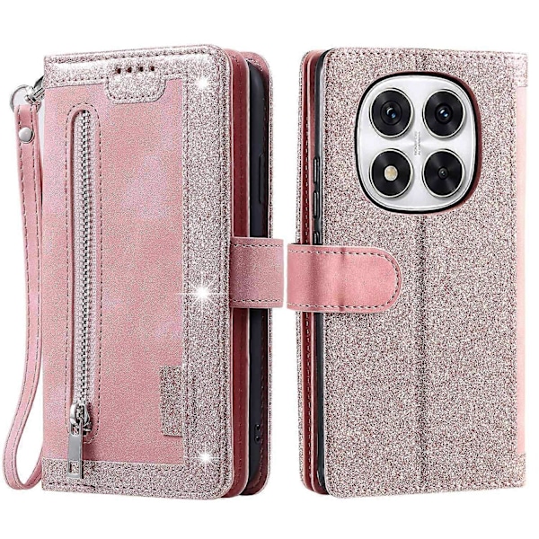 Puhelinkotelo Xiaomi Redmi Note 14 Pro 5G 14 Pro 5G Poco X7 5G -puhelimelle, nahkakansi vetoketjullisella lompakolla 9 C Brown