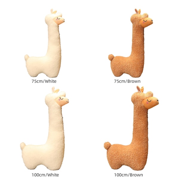 Uusi Llama-kehon tyyny Jättimäinen Alpakan Pehmolelu Pitkä Kehon Tyyny Pehmeä Alpakan Täytetty Eläin White 100cm