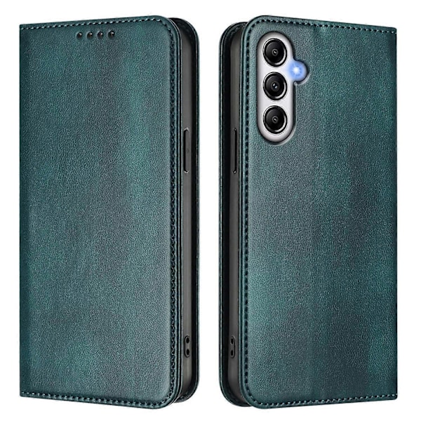 Plånboksfodral för Samsung Galaxy A35 5G Retro Textur RFID-blockerande Läder Telefonskal - Mörkgrön Wine Red