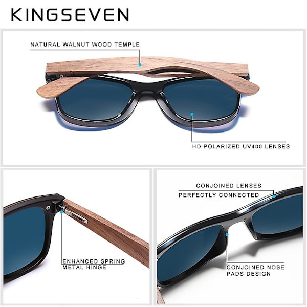 KINGSEVEN Käsintehdyt Aurinkolasit Miehille Polarisoitu Pähkinäpuinen Kehykset Naisille Peili Vintage Oculos de sol masculino UV400 red walnut wood With Leather Case