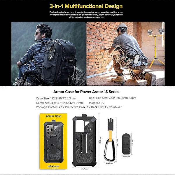Ulefone Bakre Klämma Telefonfodral För Ulefone Power Armor 18T För Ulefone Power Armor 18 Ultra / 18T / 18