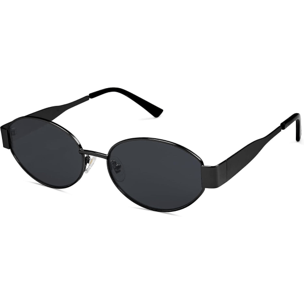 SOJOS Retro Oval Solbriller kompatibel med Kvinder Mænd Trendy Solbriller Klassiske Skygger UV400 Beskyttelse SJ1217_SJJYV Shiny Black-Grey