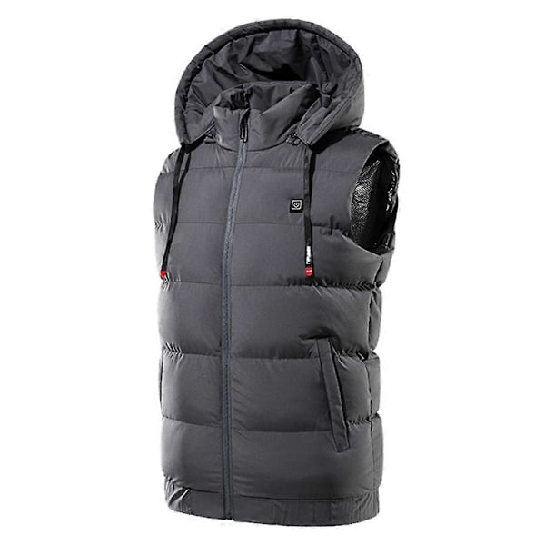 Smart Oppvarmet Vinter Termisk Vest Tykkere Hettegenser Varmevest for Menn Kvinner (uten Power Bank), Sin Black 4XL