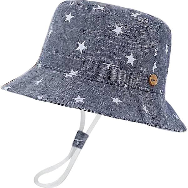 Barnhatt Justerbar Solhatt Andningsbar Strandhatt För Pojkar Flickor_ll Star Denim 2-4 Years