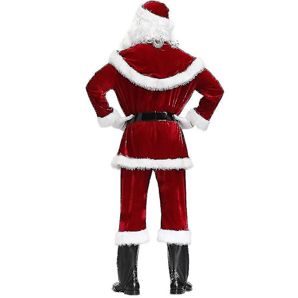 Pluss Størrelse Deluxe Fløyel Voksen Julekostyme Cosplay Par Santa Claus Klær Fancy Dress Juleuniform Dress For Menn Kvinner-e Red  Man L