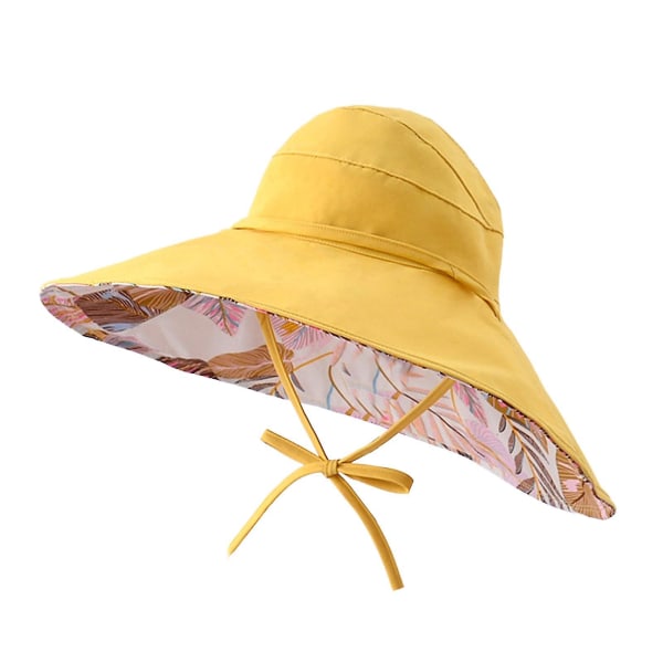 Naievear Solhatt med Bred Bremm og Hestehalehull Yellow