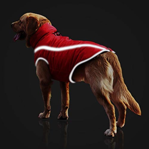 Vedenpitävä koiran takki talvi lämmin takki, tuulenpitävä lemmikkieläinten vaatteet koiran takki asu pienille ja keskisuurille koirille valjaiden reiällä XL