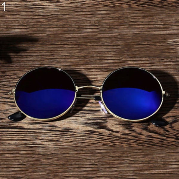 Sinknap mænds kvinders runde spejllinsebriller Udendørs UV-beskyttelse Solbriller Eyewear Golden