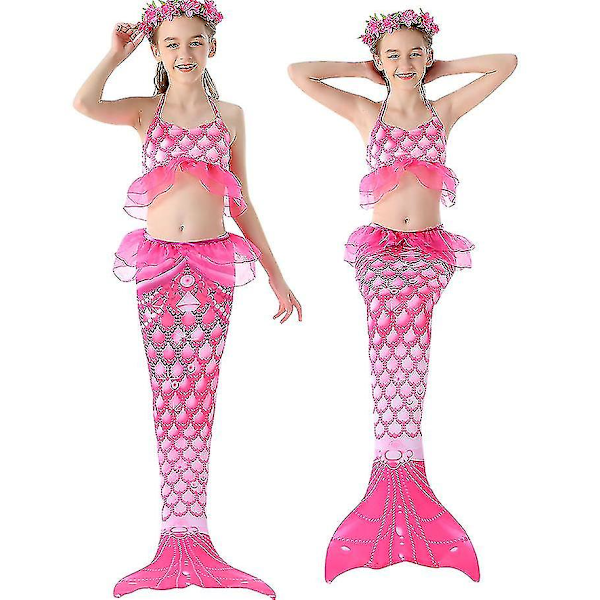 3 st flickor baddräkter sjöjungfru för simning sjöjungfru kostym bikini set style2 140