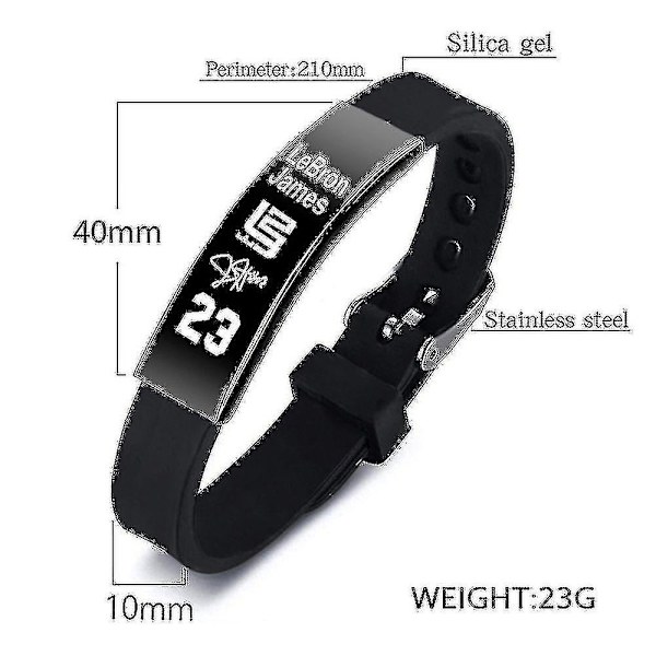 Sort Silikon Armbånd Mænd Basketball Stjerne Armbånd Kr Kobe Bryant