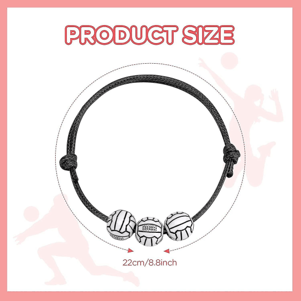 20 stk. Sporttema Charm Armbånd Fodbold Basketball Fodbold Baseball Volleyball Armbånd Justerbar Inspirerende Sport Perler Bold Armbånd Med Cha 20PCS-Volleyball