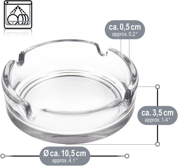 4x askfat i glas, transparenta, solid design, Ø 11 cm (4 st - Ø 11 cm x 3,8 cm)