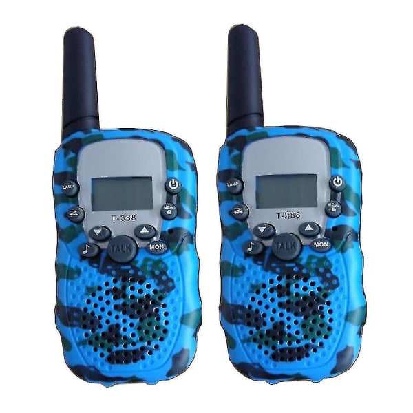 Walkie talkies for barn - 2 stk håndholdte radioer med lang rekkevidde, 3 km rekkevidde, leketøysgaver for barn Blue