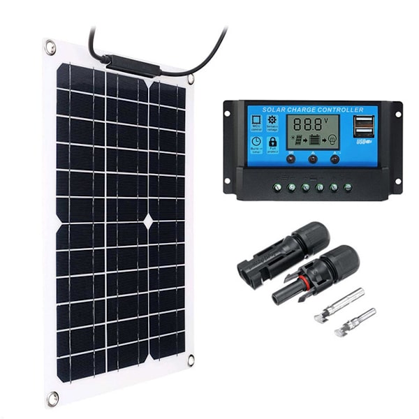 200 Watt 200W Solpanel Kit Med LCD Solar Controller 12V Husbil Båt Off Grid_ Ljsm,