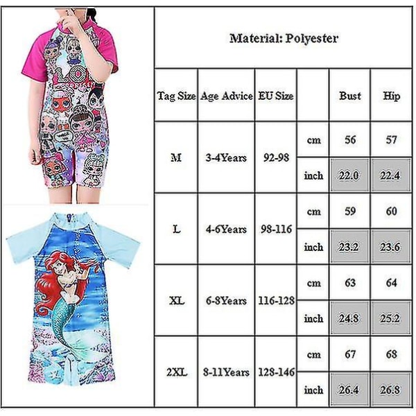 Barnflickor Badkläder Barbie Sofia Mermaid En-delad Jumpsuit Strandkläder Sofia 3-4 Years