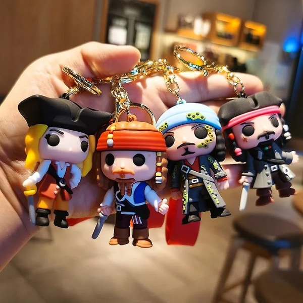 Pirates Of The Caribbean Cute Doll Pendant Anime Figures Jack Sparrow Fashion Backpac Nøglering Taske Nøglering Vedhæng Fødselsdagsgave Red bandana