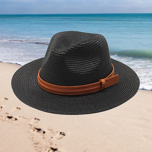 Naievear Panamahatt med UV-beskyttelse Unisex Dyp Bredbremmet Solskjerm Solhatt Strandklær Black